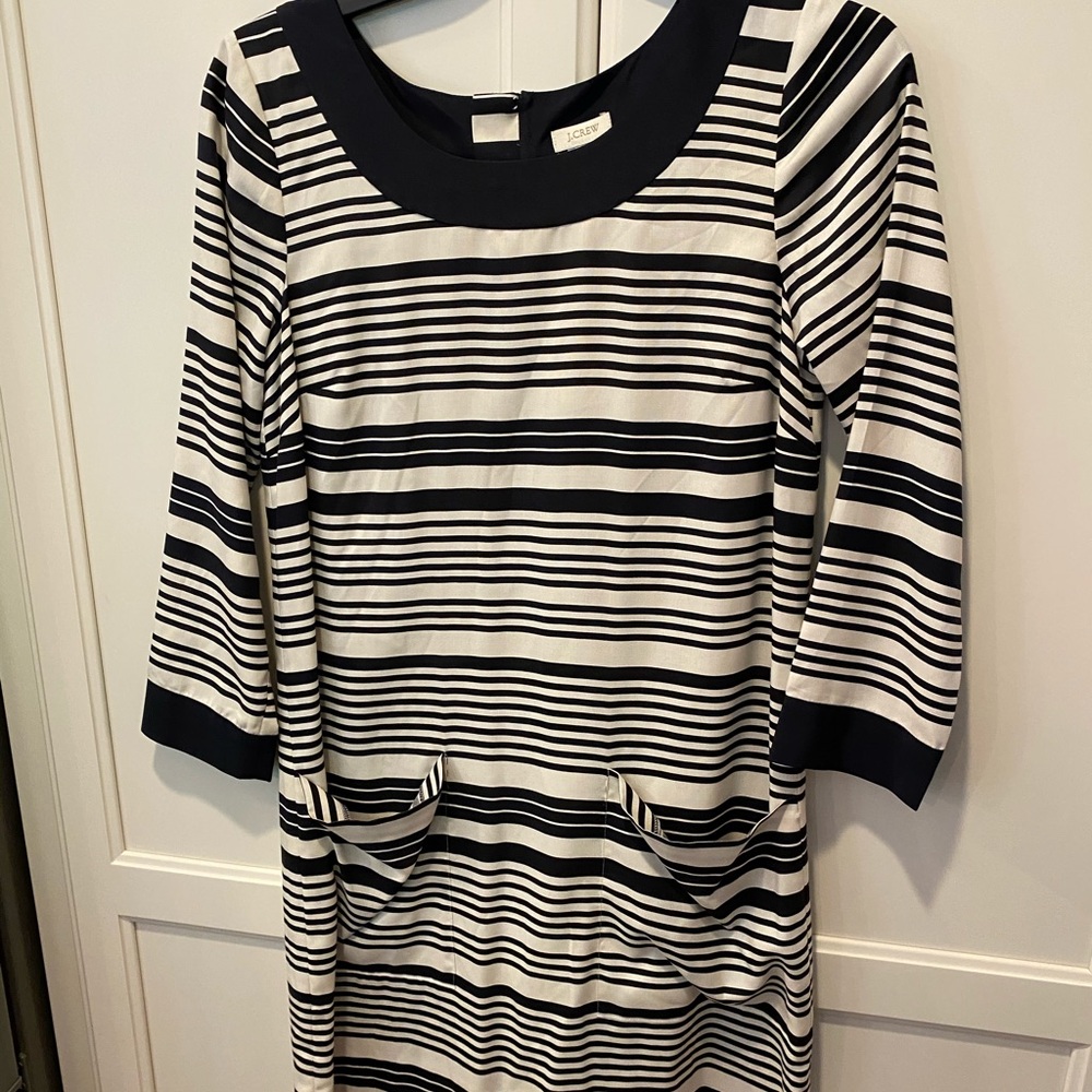 Jcrew navy stripe dress